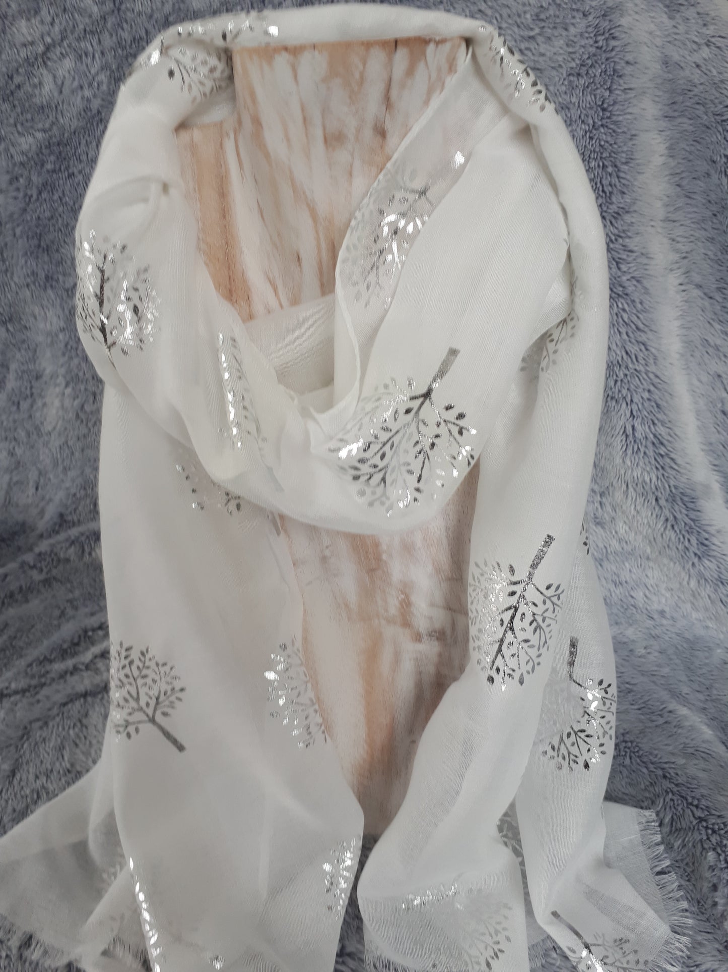 Scarf - Tree of Life - White - Cedar-Creek-Muskoka