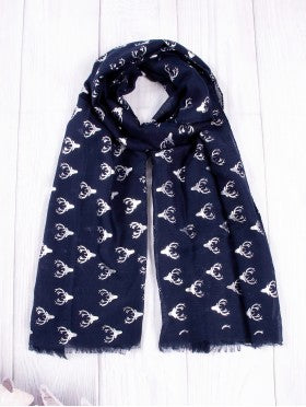 Scarf - Deer- Navy Metallic Print - Cedar-Creek-Muskoka