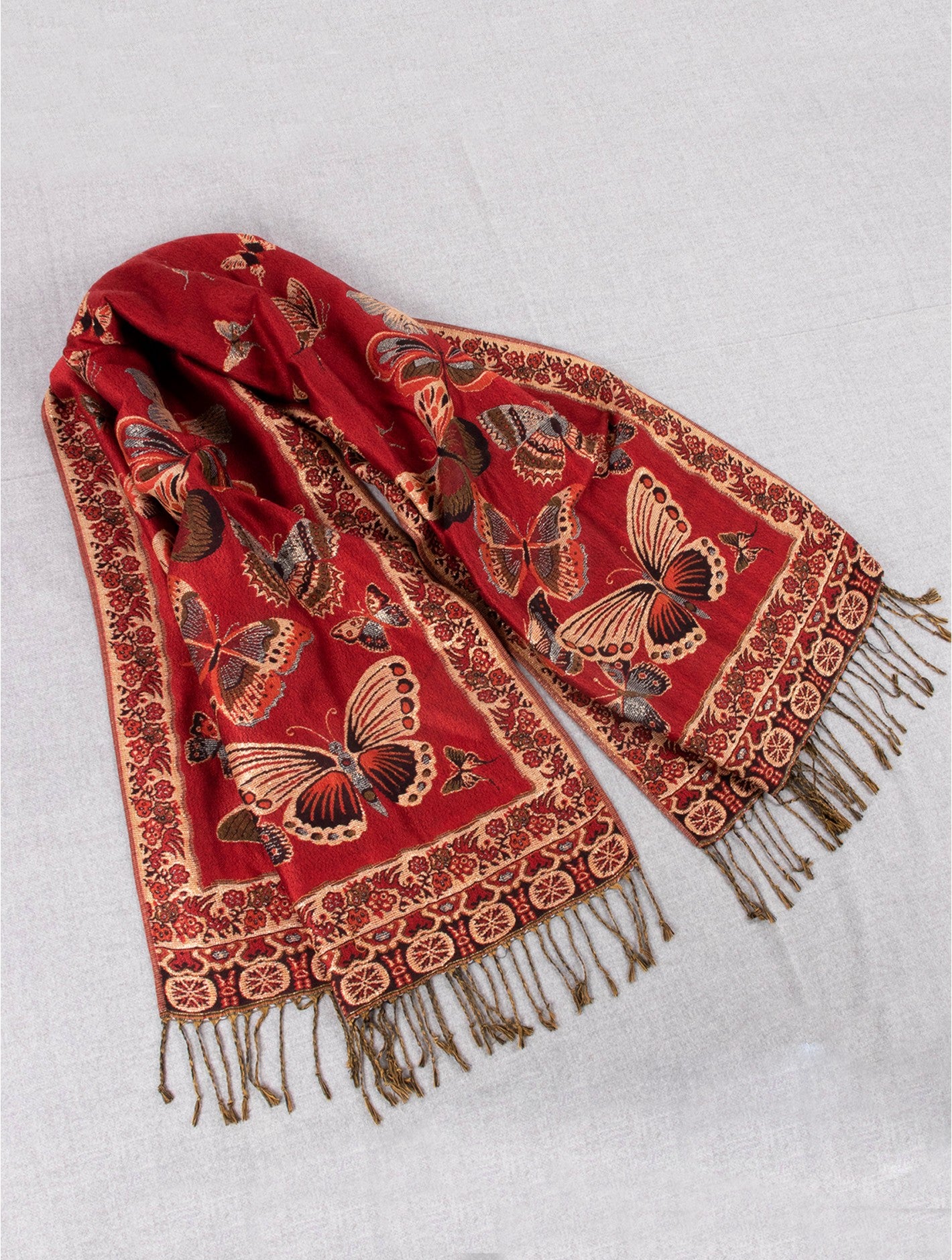 Scarf - Butterfly Red - Cedar-Creek-Muskoka